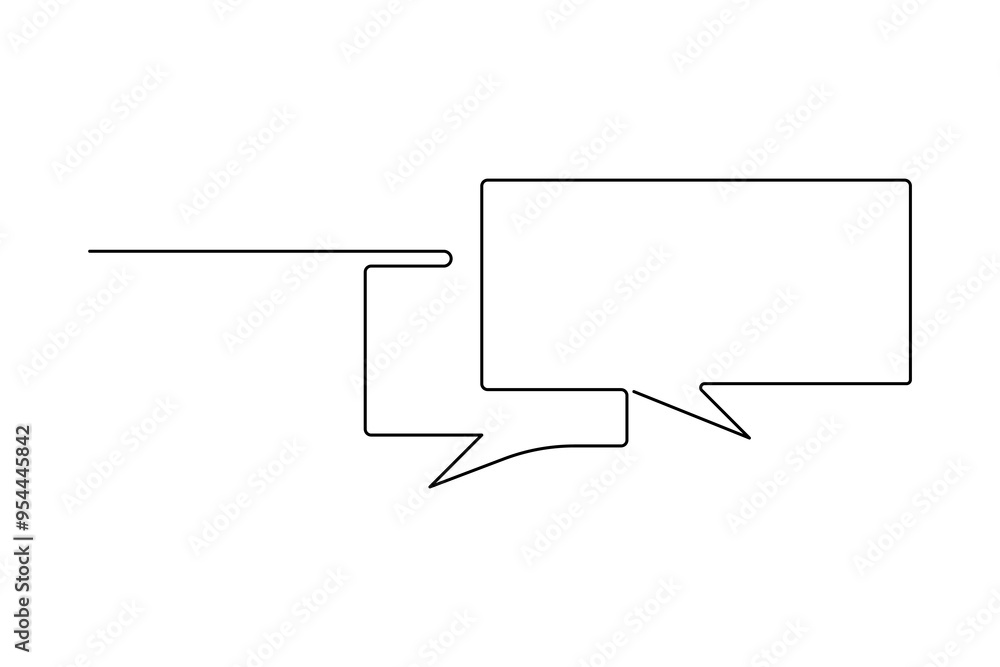 Speech bubble shape continuous one line drawing of isolated outline vector icon Speech bubble shape continuous one line drawing of isolated outline vector icon