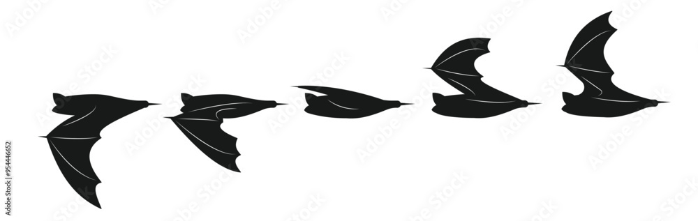 Obraz premium silhouette bats flying side view