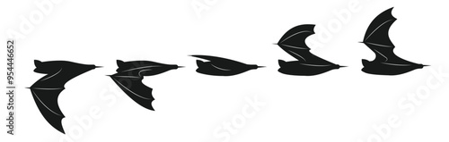 silhouette bats flying side view