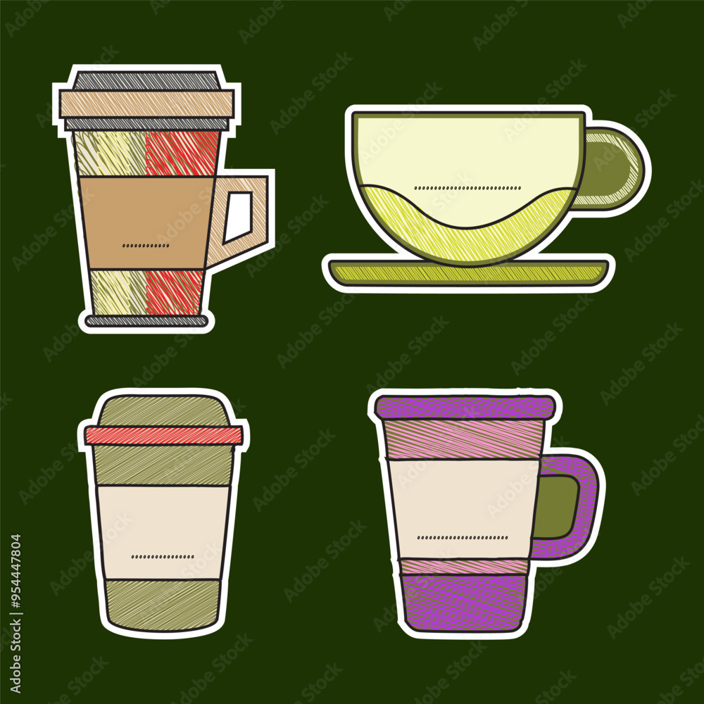 cup sticker art line scribble full color cup sticker art line scribble full color