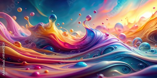 Abstract fluid dreamy background with effects , liquid, flowing, surreal, fantasy, colorful, digital art, motion, vibrant