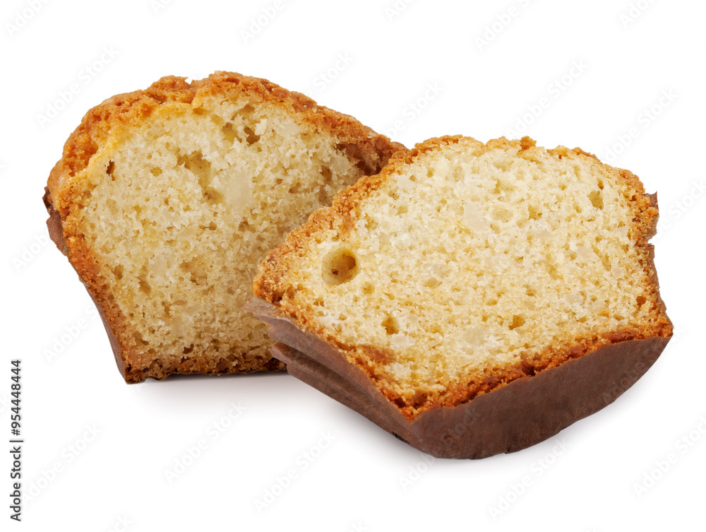 Muffin cut in half isolated on a white background. Muffin cut in half isolated on a white background.