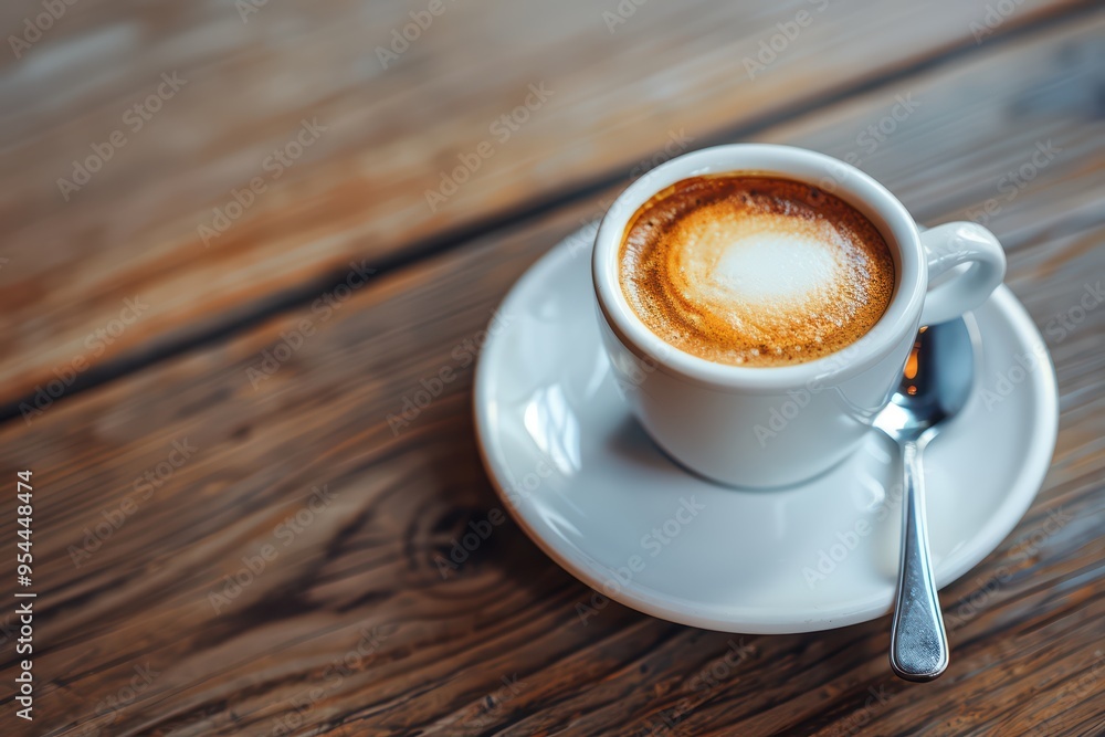 A steaming cup of espresso on a rustic wooden table, perfect for coffee lovers and cozy moments. A steaming cup of espresso on a rustic wooden table, perfect for coffee lovers and cozy moments.