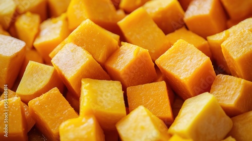 Close-Up of Diced Pumpkin