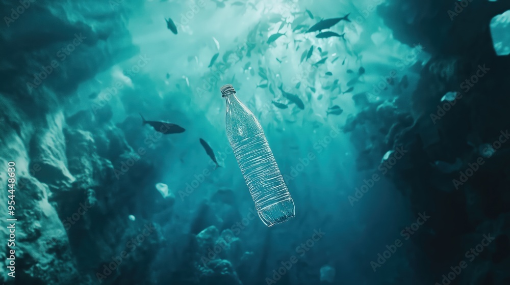 Obraz premium A striking advertisement highlighting ocean pollution. Polluted ocean mockup