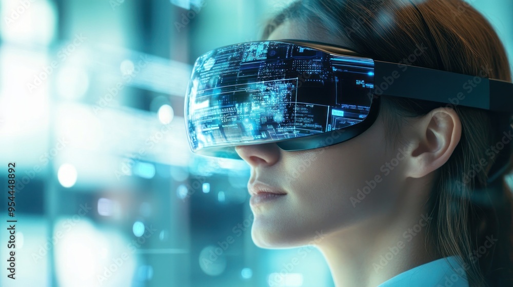 Woman Immersed in Virtual Reality Woman Immersed in Virtual Reality