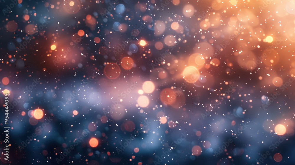 Obraz premium Background of snow fall in street with light bokeh 