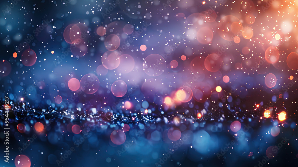 Background of snow fall in street with light bokeh Background of snow fall in street with light bokeh
