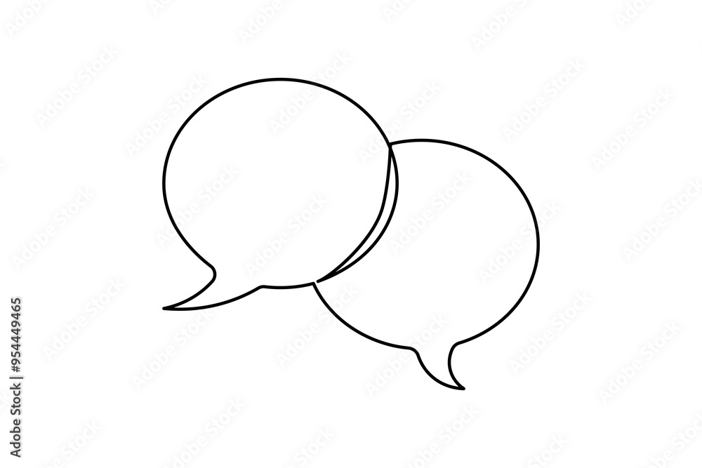 Speech bubble shape continuous one line drawing of isolated outline vector icon Speech bubble shape continuous one line drawing of isolated outline vector icon