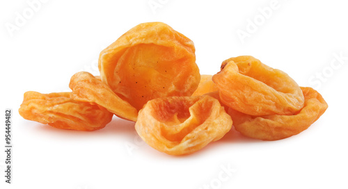 Sugar dried apricots isolated on a white background.