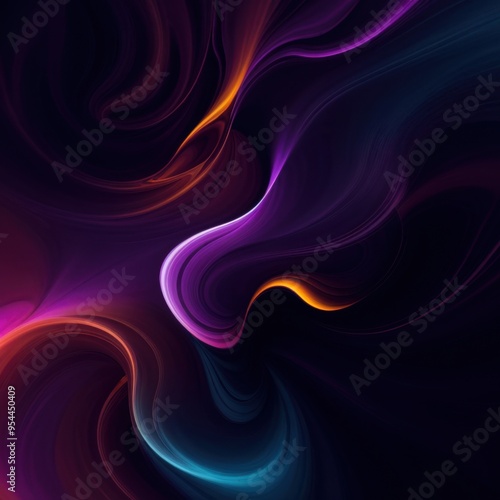 Alluring digital patterns with purple blue pink swirls on black 