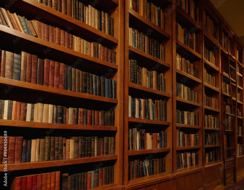 bookcase library books book row many education. Ai generated image bookcase library books book row many education. Ai generated image