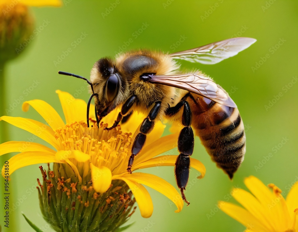 bee on flower bee eating nectar bee seeping. Ai generated image bee on flower bee eating nectar bee seeping. Ai generated image