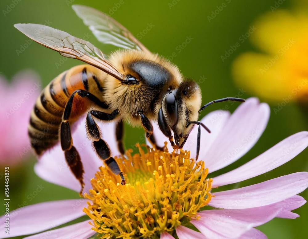 bee on flower bee eating nectar bee seeping. Ai generated image