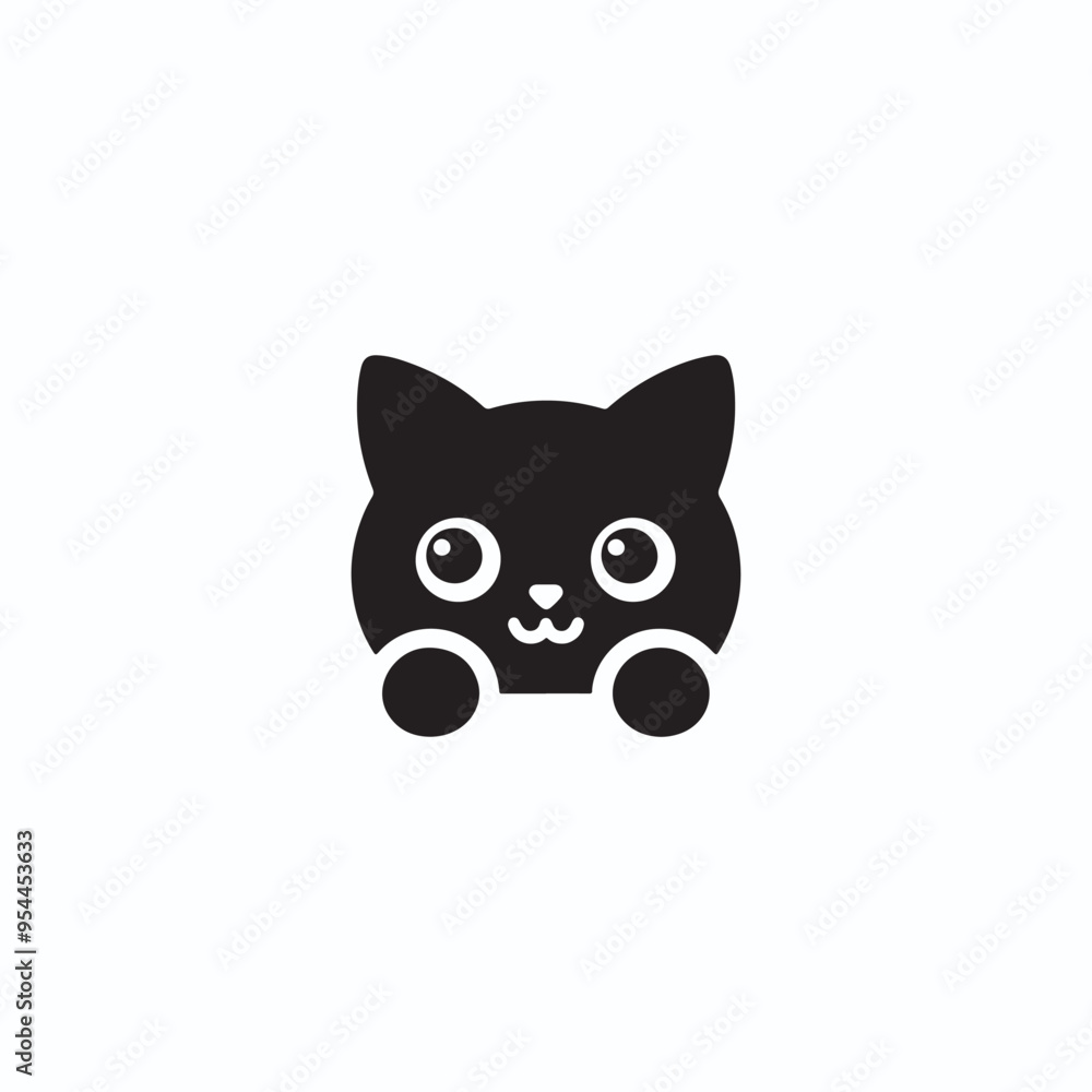 Silhouette cat head vector icon Silhouette cat head vector icon