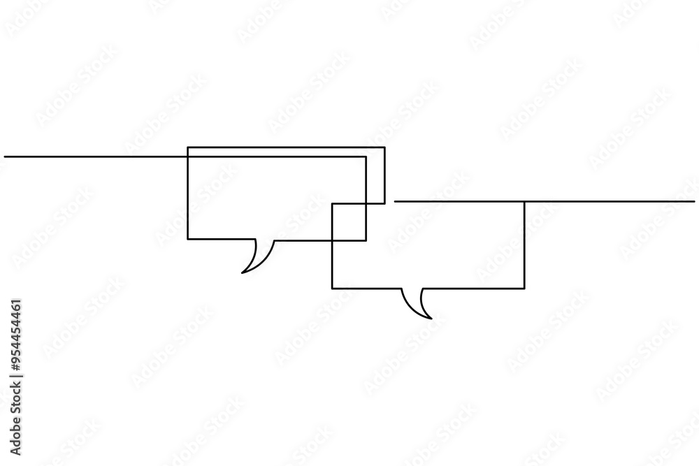 Speech bubble shape continuous one line drawing of isolated outline vector icon Speech bubble shape continuous one line drawing of isolated outline vector icon