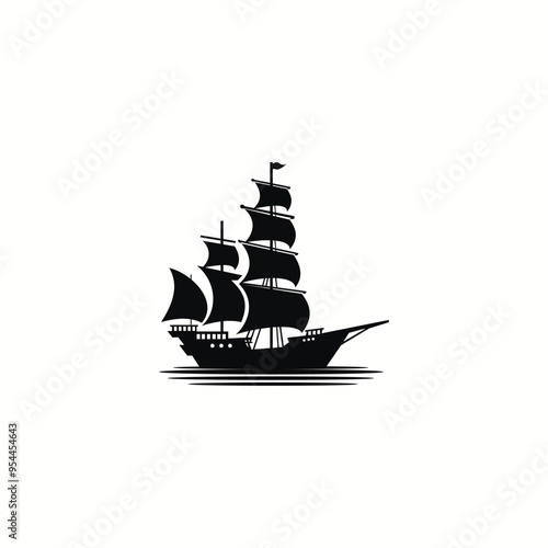 Vector sailing ship icon for transportation