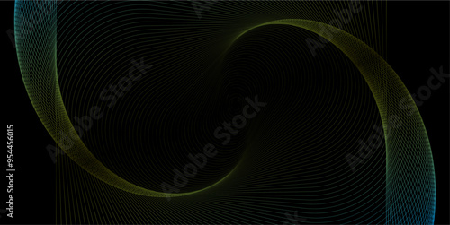 波のような緑と黄色のグラデーションのウェーブのベクター背景画像