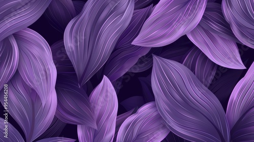 A unique abstract leaf design. The leaves are painted in shades of dark purple, giving it a sense of luxury and elegance.