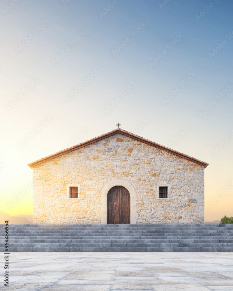 A church facade with natural day lighting A church facade with natural day lighting