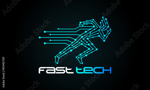 Fast Ai Human Power Technology Logo Design Vector Icon Symbol Illustrations. logo design that can use many artificial intelligence human technology business company service A unique design
