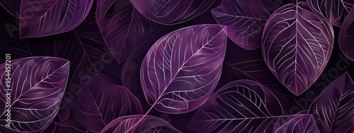 A unique abstract leaf design. The leaves are painted in shades of dark purple, giving it a sense of luxury and elegance.