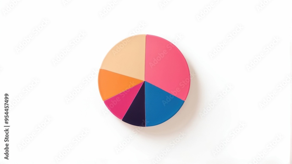 Colorful pie chart casting soft shadow over white background Colorful pie chart casting soft shadow over white background