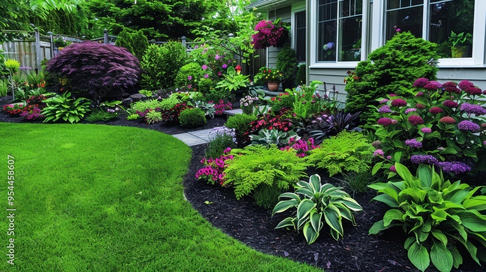 Front Yard Garden: A neatly arranged area at the front of the house, showcasing a variety of plants, flowers, and shrubs, complemented by a lawn and a decorative pathway.
Front Yard Garden: A neatly arranged area at the front of the house, showcasing a variety of plants, flowers, and shrubs, complemented by a lawn and a decorative pathway.