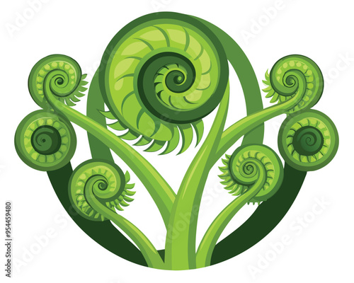 Fiddleheads vector illustration isolated on white background photo