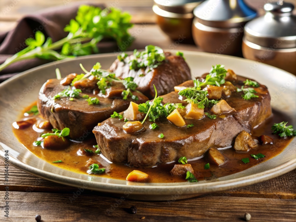7. A sprinkle of fresh herbs crowns this savory masterpiece, steak and kidney. 7. A sprinkle of fresh herbs crowns this savory masterpiece, steak and kidney.