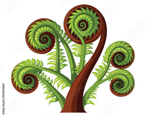 Fiddleheads vector illustration isolated on white background photo