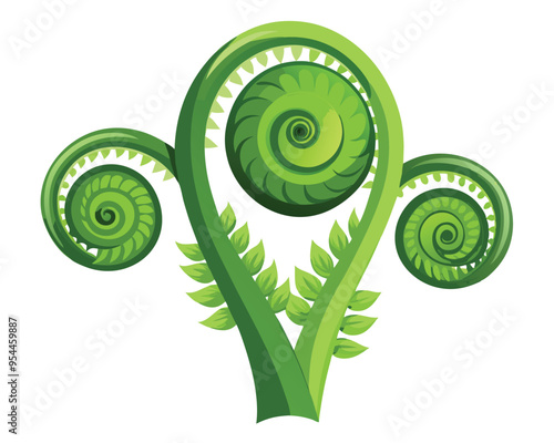 Fiddleheads vector illustration isolated on white background photo