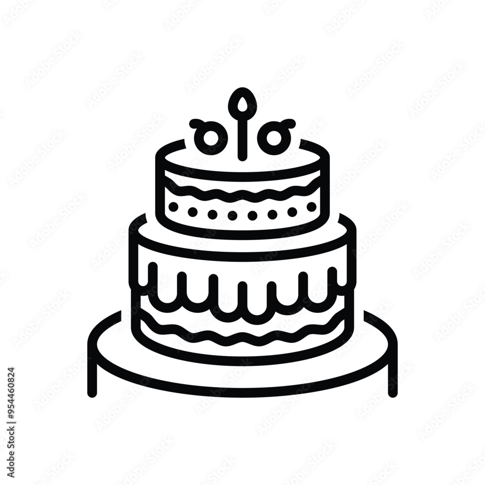 Black line icon for cake Black line icon for cake