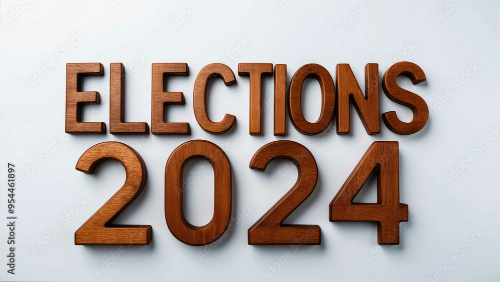 elections 2024 word brown wood letters on plain white background elections 2024 word brown wood letters on plain white background