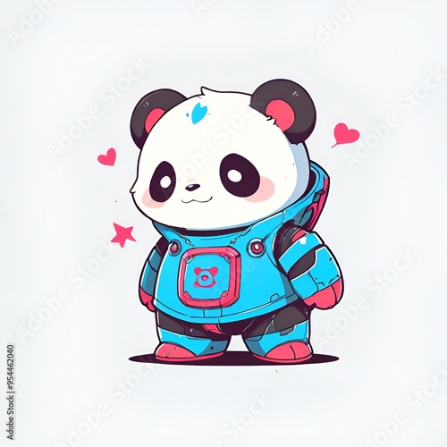 Cute Panda Astronaut with Hearts photo