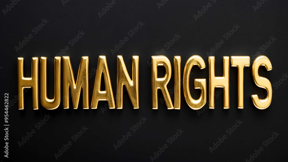 human rights word gold metallic shiny lettering on plain black background human rights word gold metallic shiny lettering on plain black background