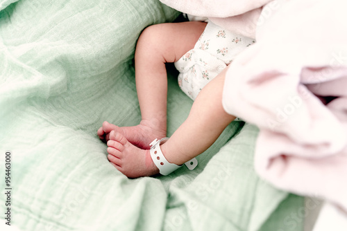 Newborn's Feet Wrapped in a Soft Blanket