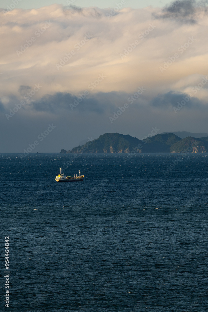 Ship leaving Aomori harbour, Aomori Region in northern Japan Ship leaving Aomori harbour, Aomori Region in northern Japan