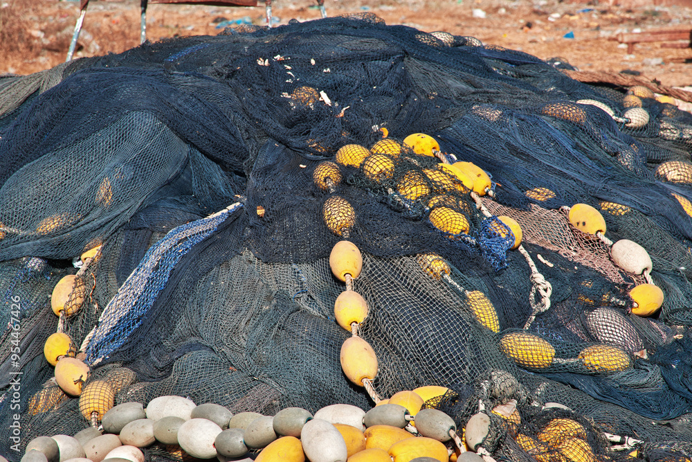 Fishing net in the sea port of the small village not far Dakar, Senegal