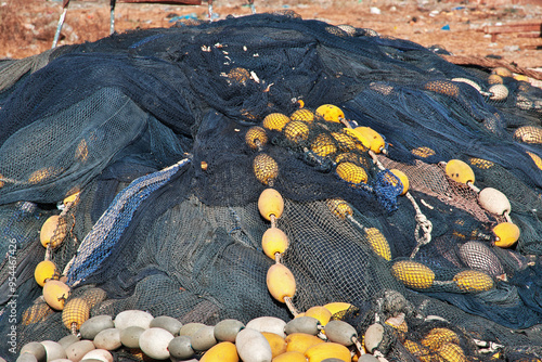 Obraz na płótnie Fishing net in the sea port of the small village not far Dakar, Senegal w salonie