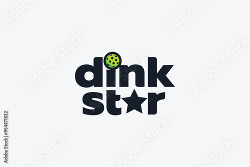dink star. a simple pickleball lettering for t shirts, stickers, merchandise, banners, etc.
