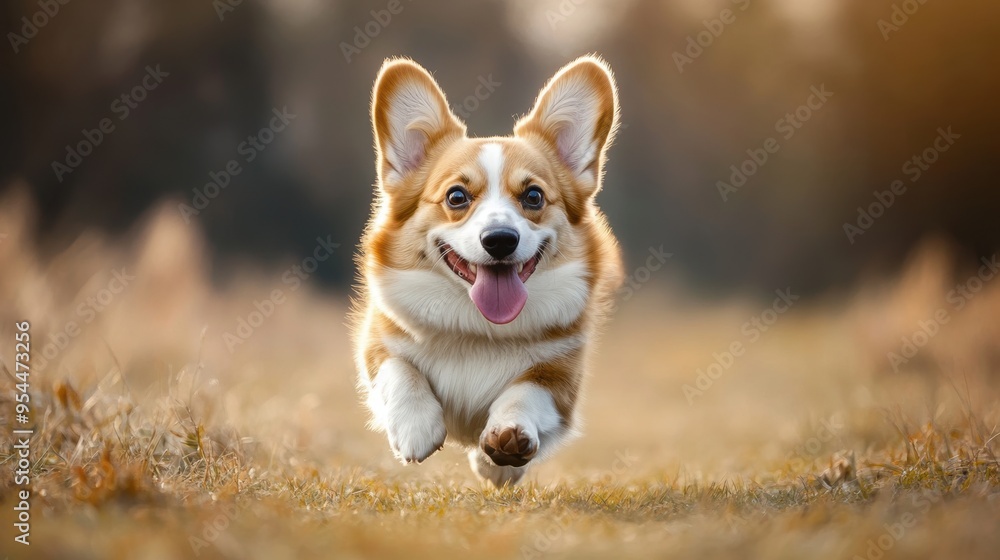 Energetic Corgi Dashing Through Grassy Field in Joyful Adventure Energetic Corgi Dashing Through Grassy Field in Joyful Adventure