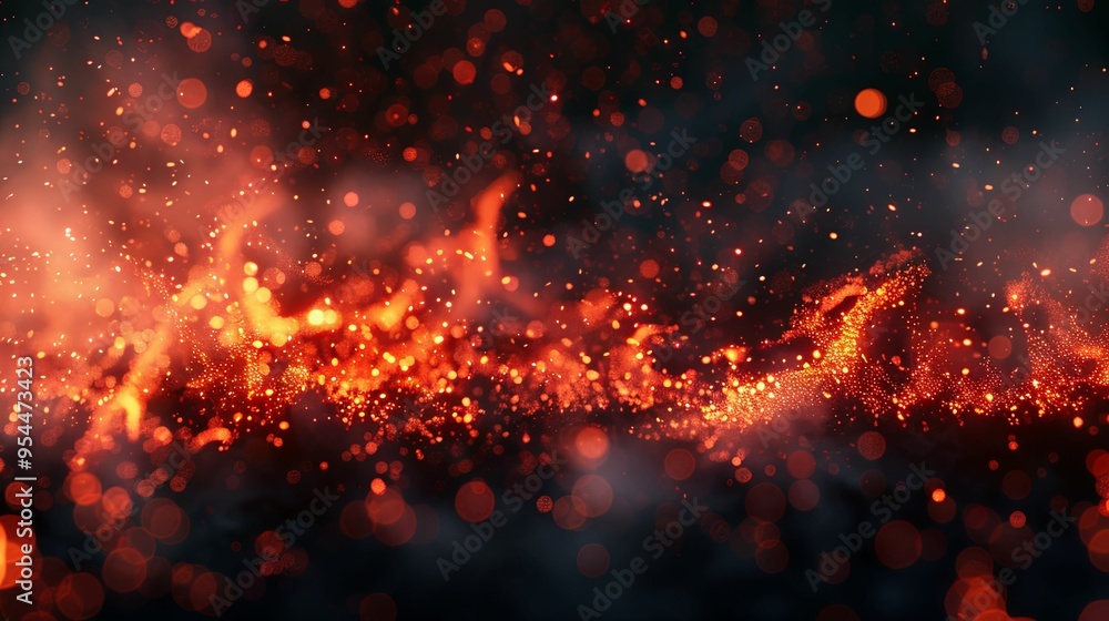 Abstract Red and Orange Bokeh with Smoke and Sparks Abstract Red and Orange Bokeh with Smoke and Sparks