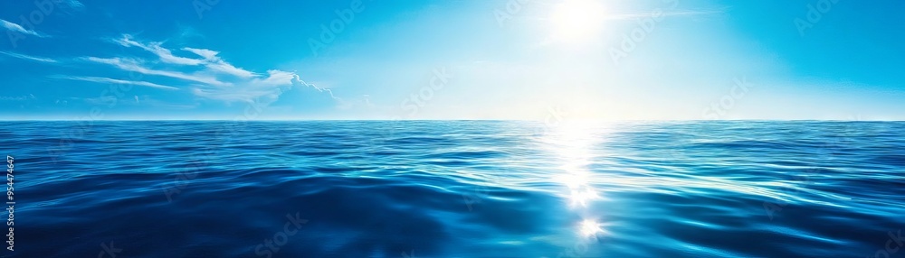 A serene ocean landscape under a bright blue sky, showcasing calm waters reflecting sunlight, perfect for relaxation and inspiration. A serene ocean landscape under a bright blue sky, showcasing calm waters reflecting sunlight, perfect for relaxation and inspiration.