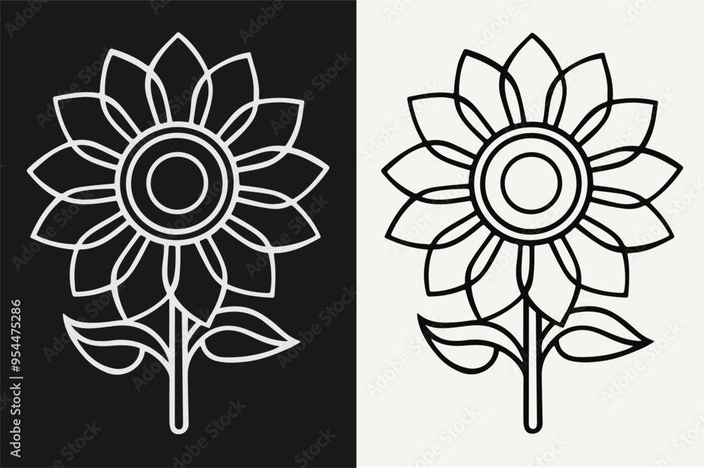 Black line art of a flower for kids coloring book in white background Black line art of a flower for kids coloring book in white background