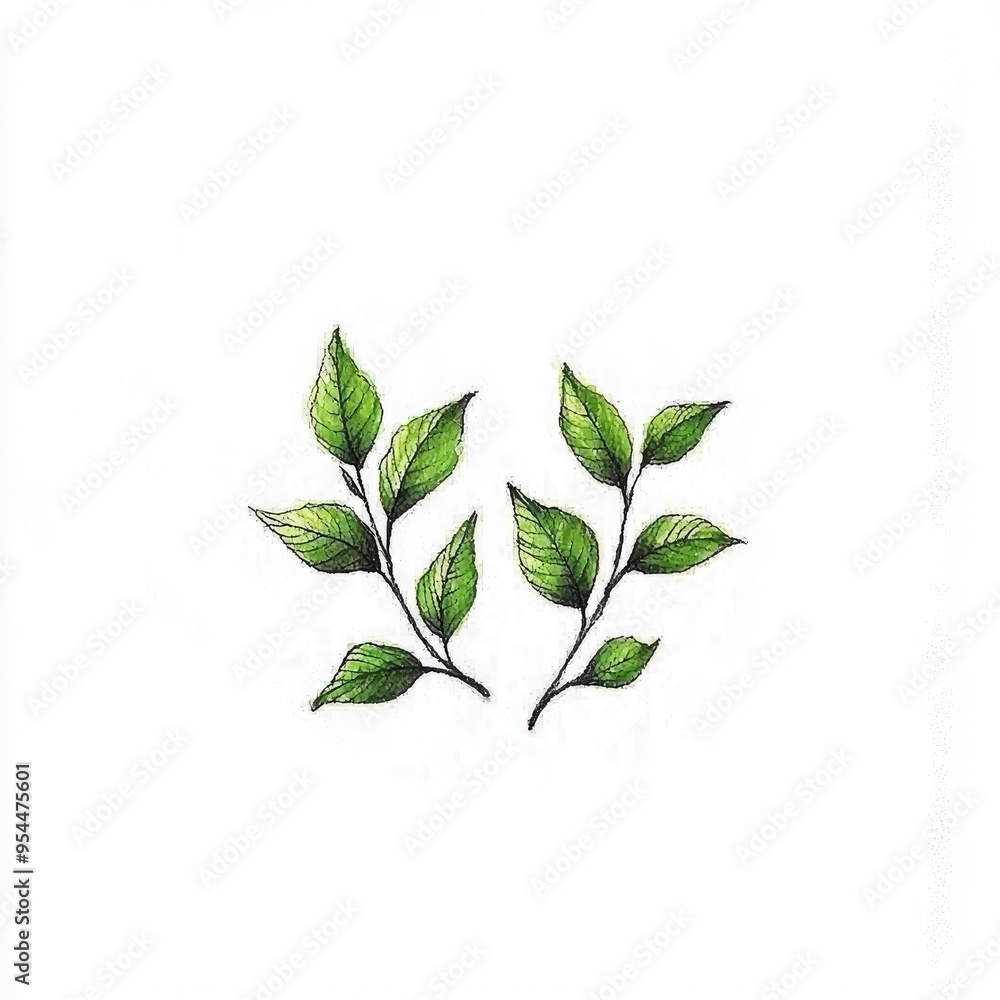 Hand Drawn Green Leaves Illustration