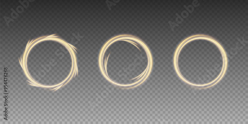 Wallpaper Mural Festive sparkling frame, circle, ring png. Festive circle, ring, frame, for cards, invitations, banners, adverts. Neon frame, set of geometric frames. Vector png background with gold glowing lines. Torontodigital.ca