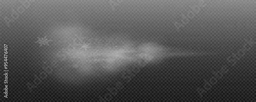 Christmas snow cold blizzard effect, cold wind blow with snowflakes png. Snowfall, vector blizzard overlay.