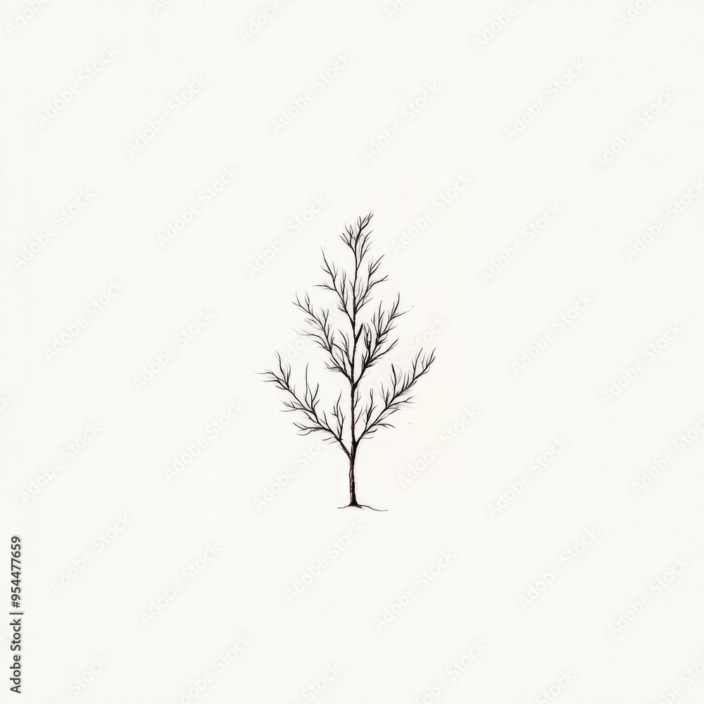 Fototapeta premium Simple Line Drawing of a Tree