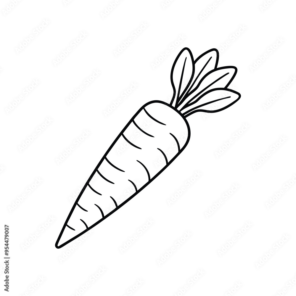 Simple Carrot Line Icon. Clean Root Vegetable Design on White Background